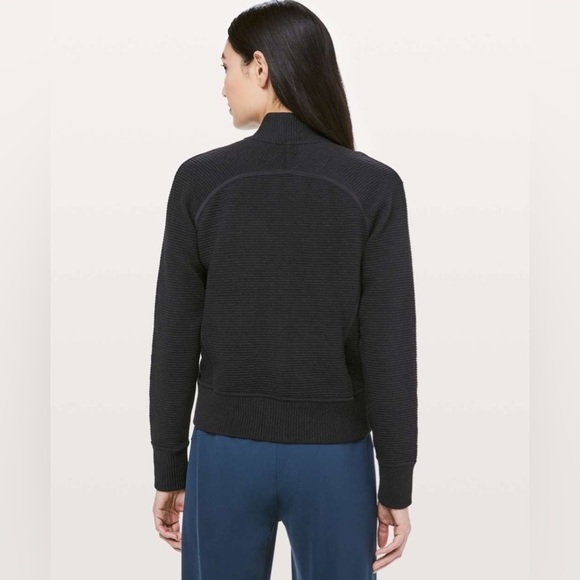 Lululemon On Repeat Bomber Jacket lightweight Yoga textured Full Zipper Black 6 - Picture 4 of 4